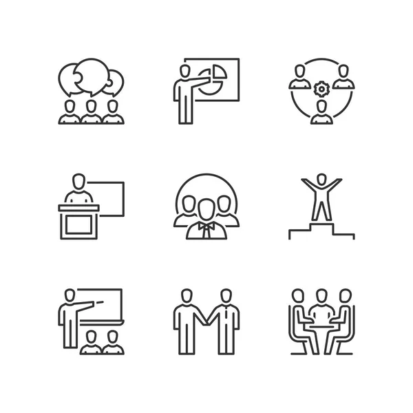 Iconos de línea. Gente de negocios. Símbolos planos — Vector de stock