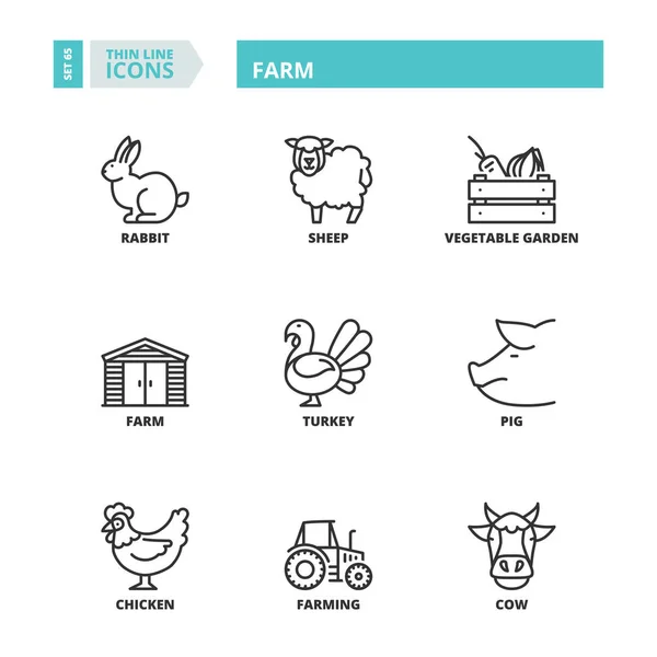 Thin line icons. Farm — Stock Vector