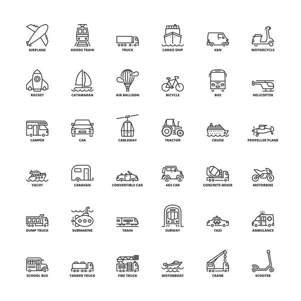 Décrivez les icônes. Transports — Image vectorielle