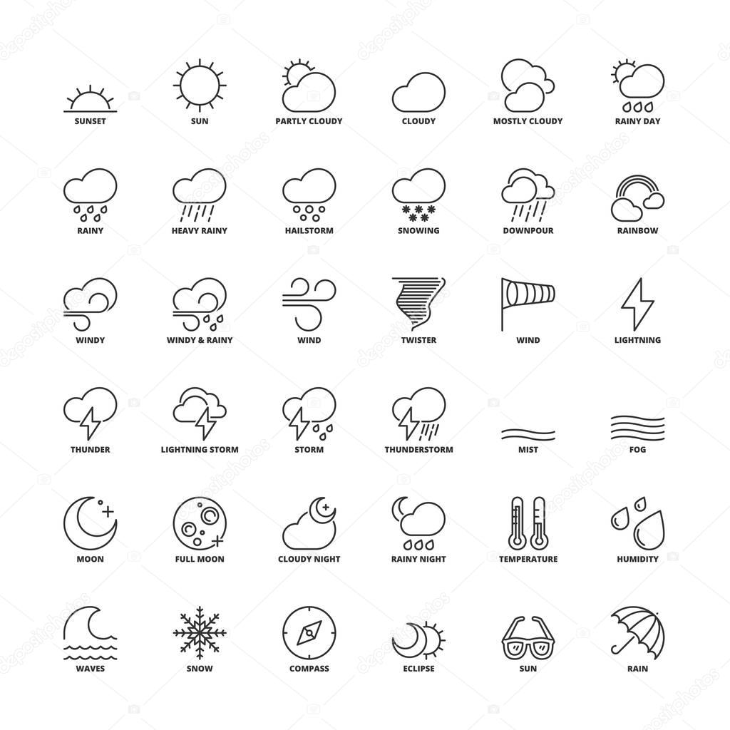 Outline icons. The weather