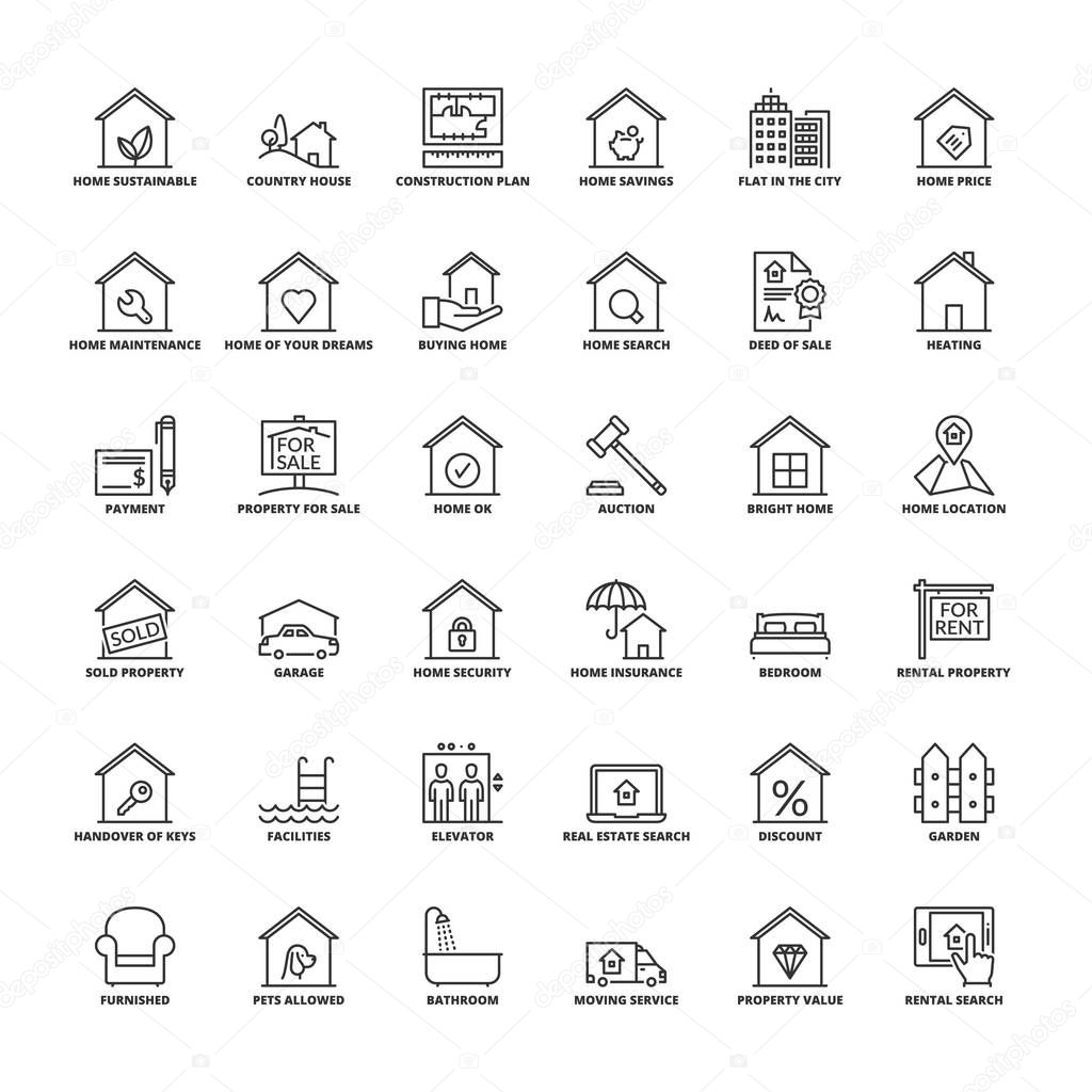 Outline icons. Real estate