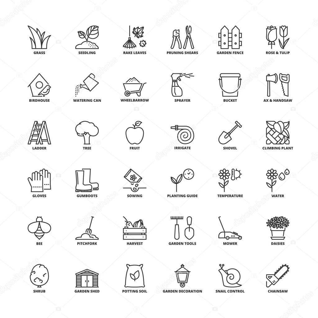 Outline icons. Gardening