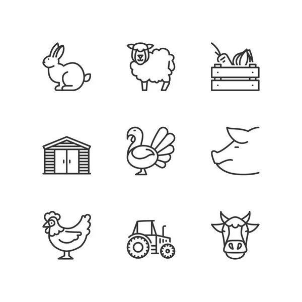 Los iconos establecen la calidad premium de la agricultura animales
