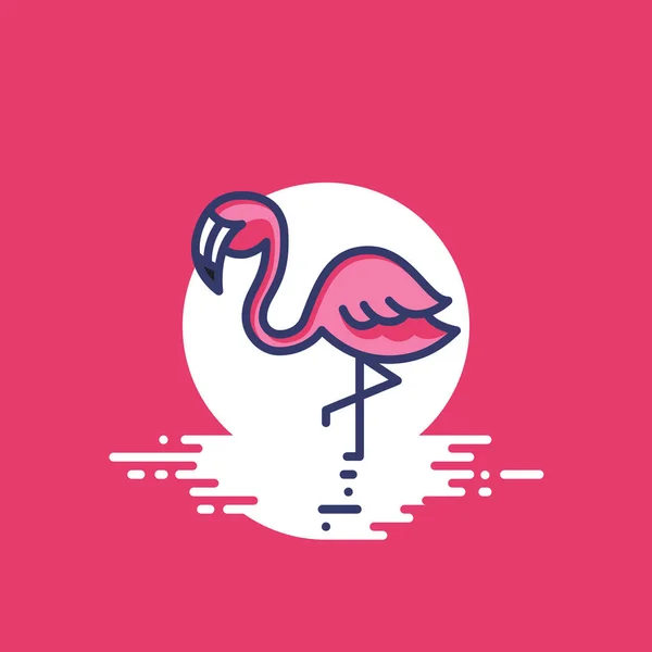 A flamingo színes szerkezeti ikon — Stock Vector