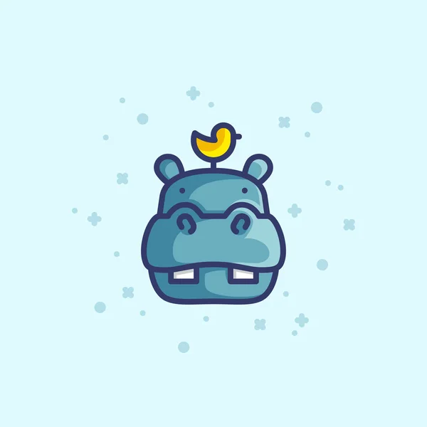Icono de contorno colorido de un hipopótamo — Vector de stock