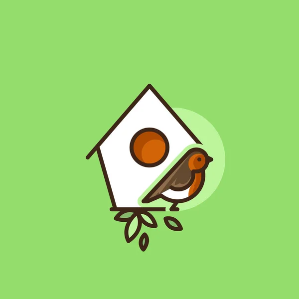 Icono de contorno colorido de un pájaro robin — Vector de stock