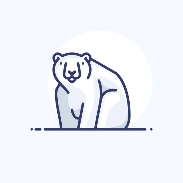 Ícone de contorno colorido de um urso polar — Vetor de Stock