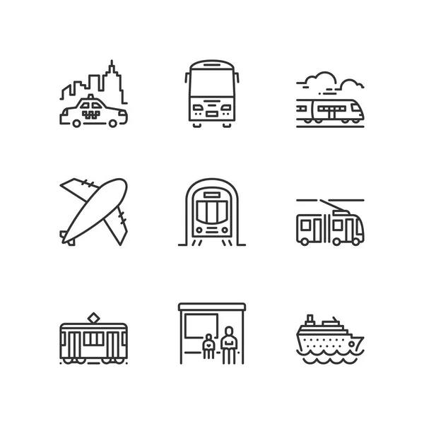 Esboza iconos. Transporte público — Vector de stock