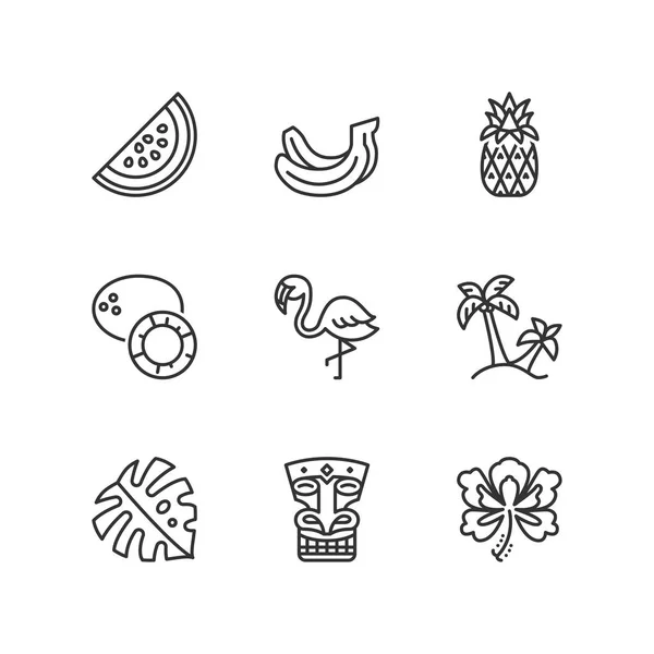Esboza iconos. Verano tropical — Archivo Imágenes Vectoriales