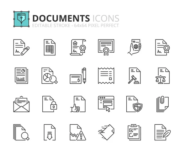 Overzicht pictogrammen over documenten — Stockvector