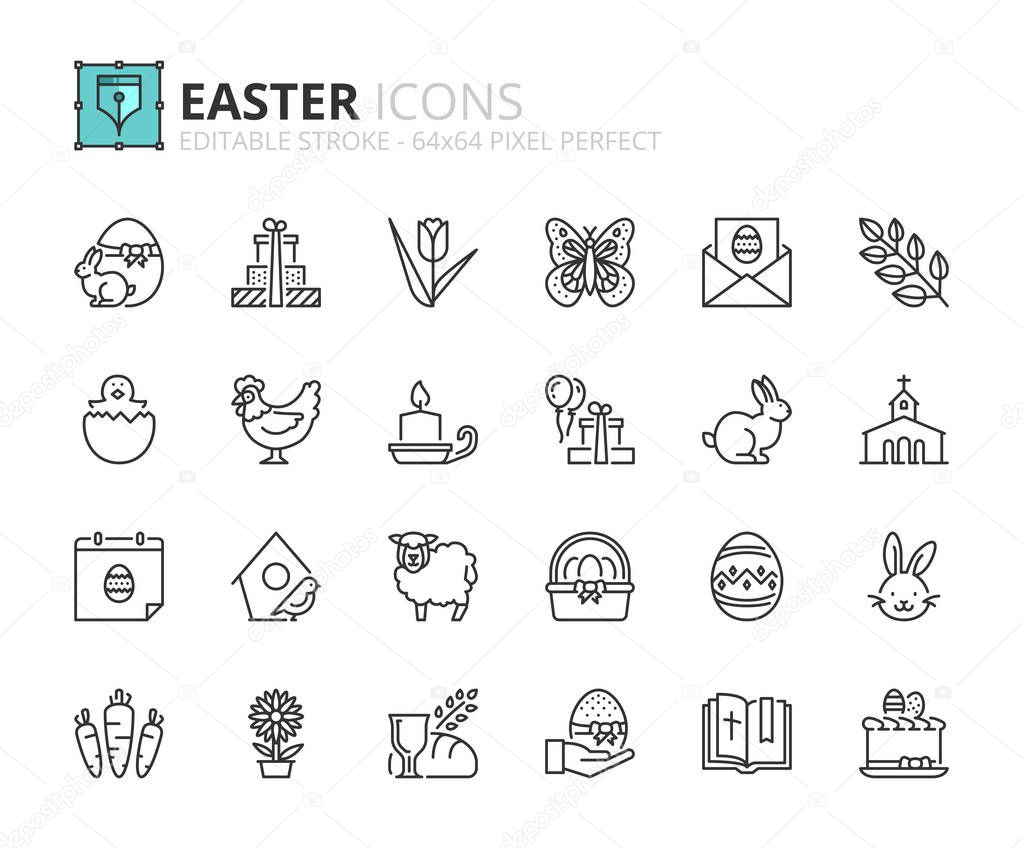 Outline icons about Easter