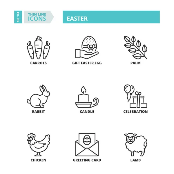 細い線のアイコン。イースター — ストックベクタ