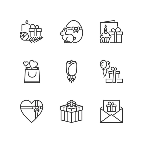 Esboza iconos. Regalos de vacaciones — Vector de stock