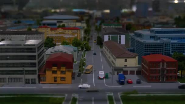 Indeling van een grote stad in miniatuur — Stockvideo