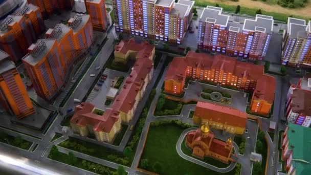 Minyatür büyük bir şehrin yerleşimi — Stok video