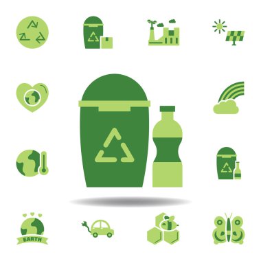 dünyayı kurtarmak, plastik bin renkli simgesi. Earth illüstrasyon simgesikaydet elemanları. İşaretler ve semboller web, logo, mobil uygulama, Ui, Ux için kullanılabilir