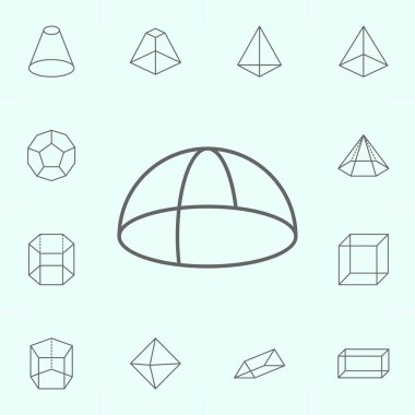 geometrik şekiller, yarımküre anahat simgesi. Geometrik şekiller illüstrasyon simgesinin elemanları. İşaretler ve semboller web, logo, mobil uygulama, Ui, Ux için kullanılabilir