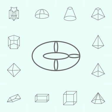 geometrik şekiller, torus anahat simgesi. Geometrik şekiller illüstrasyon simgesinin elemanları. İşaretler ve semboller web, logo, mobil uygulama, Ui, Ux için kullanılabilir