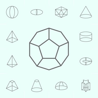 geometrik şekiller, dodecahedron anahat simgesi. Geometrik şekiller illüstrasyon simgesinin elemanları. İşaretler ve semboller web, logo, mobil uygulama, Ui, Ux için kullanılabilir