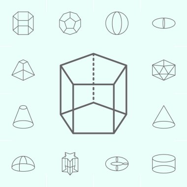 geometrik şekiller, beşgen prizma anahat simgesi. Geometrik şekiller illüstrasyon simgesinin elemanları. İşaretler ve semboller web, logo, mobil uygulama, Ui, Ux için kullanılabilir