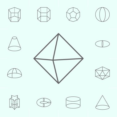 geometrik şekiller, octahedron anahat simgesi. Geometrik şekiller illüstrasyon simgesinin elemanları. İşaretler ve semboller web, logo, mobil uygulama, Ui, Ux için kullanılabilir