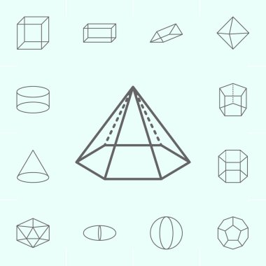 geometrik şekiller, altıgen piramit anahat simgesi. Geometrik şekiller illüstrasyon simgesinin elemanları. İşaretler ve semboller web, logo, mobil uygulama, Ui, Ux için kullanılabilir