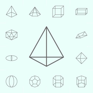 geometrik şekiller, üçgen piramit anahat simgesi. Geometrik şekiller illüstrasyon simgesinin elemanları. İşaretler ve semboller web, logo, mobil uygulama, Ui, Ux için kullanılabilir