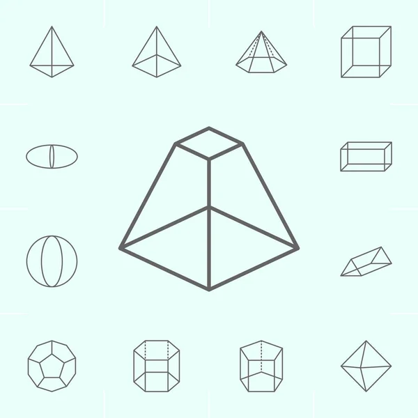 geometrik şekiller, düz üst anahat simgesi ile piramit. Geometrik şekiller illüstrasyon simgesinin elemanları. İşaretler ve semboller web, logo, mobil uygulama, Ui, Ux için kullanılabilir