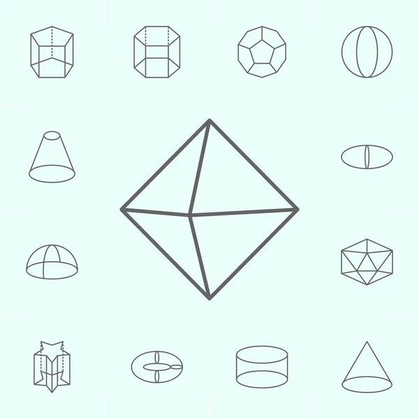 Geometriska figurer, Octahedron kontur ikon. Element av geometriska figurer illustration ikon. Skyltar och symboler kan användas för webb, logo, mobilapp, UI, UX — Stock vektor