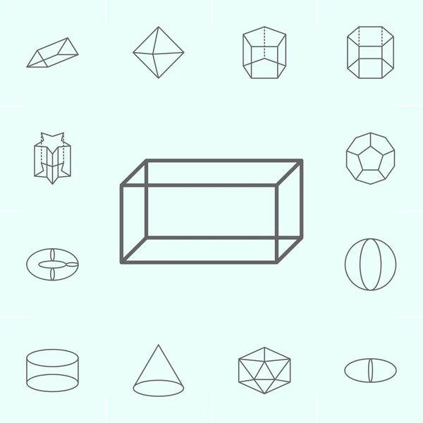 Figuras geométricas, icono del contorno cuboide. Elementos de figuras geométricas icono de la ilustración. Los signos y símbolos se pueden utilizar para la web, logotipo, aplicación móvil, interfaz de usuario, UX — Archivo Imágenes Vectoriales