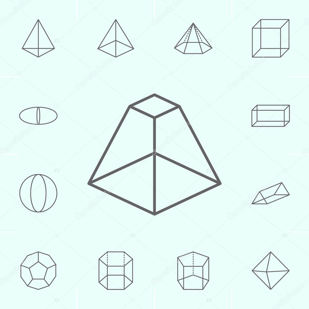 geometric figures, pyramid with flat top outline icon. Elements of geometric figures illustration icon. Signs and symbols can be used for web, logo, mobile app, UI, UX