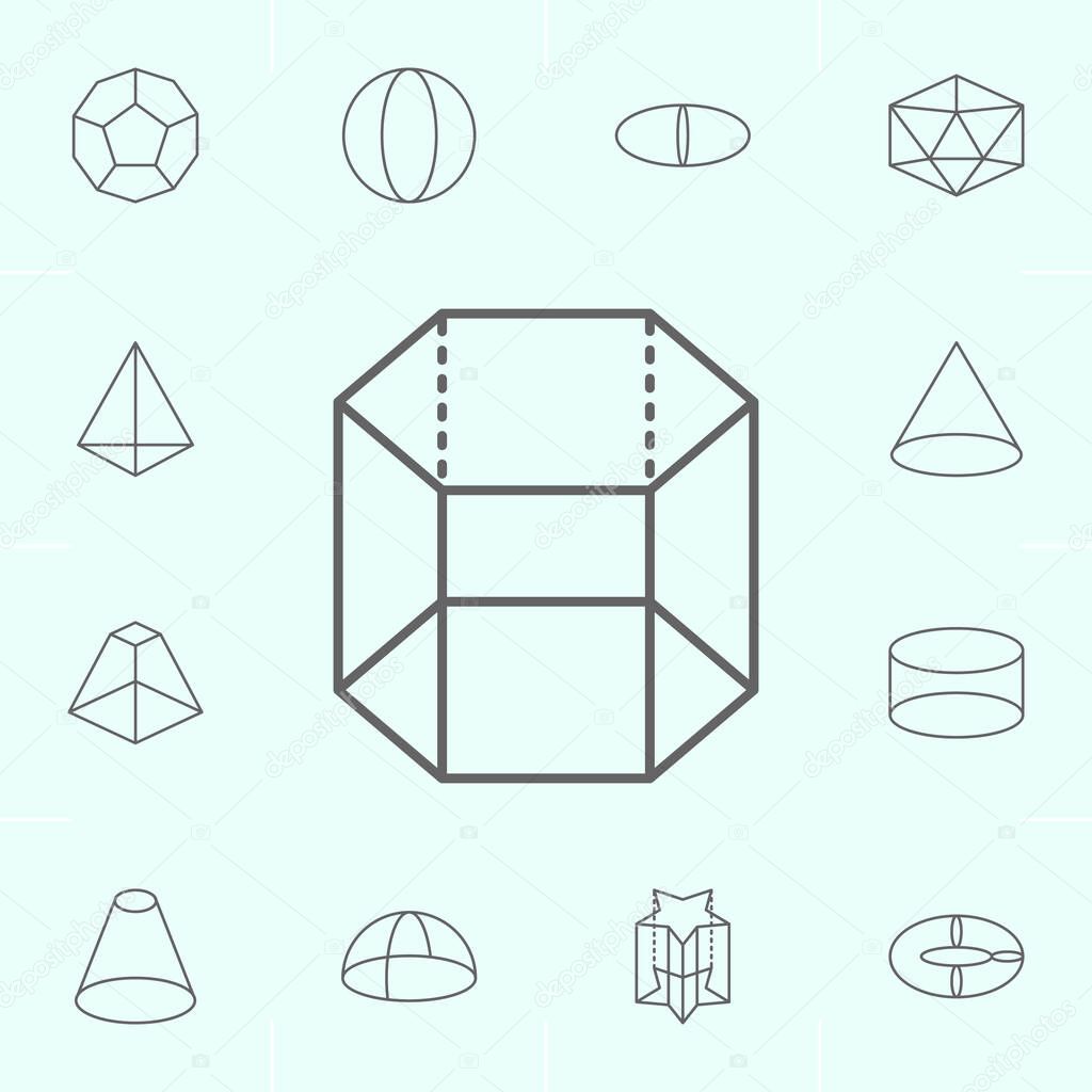 geometric figures, hexagonal prism outline icon. Elements of geometric figures illustration icon. Signs and symbols can be used for web, logo, mobile app, UI, UX