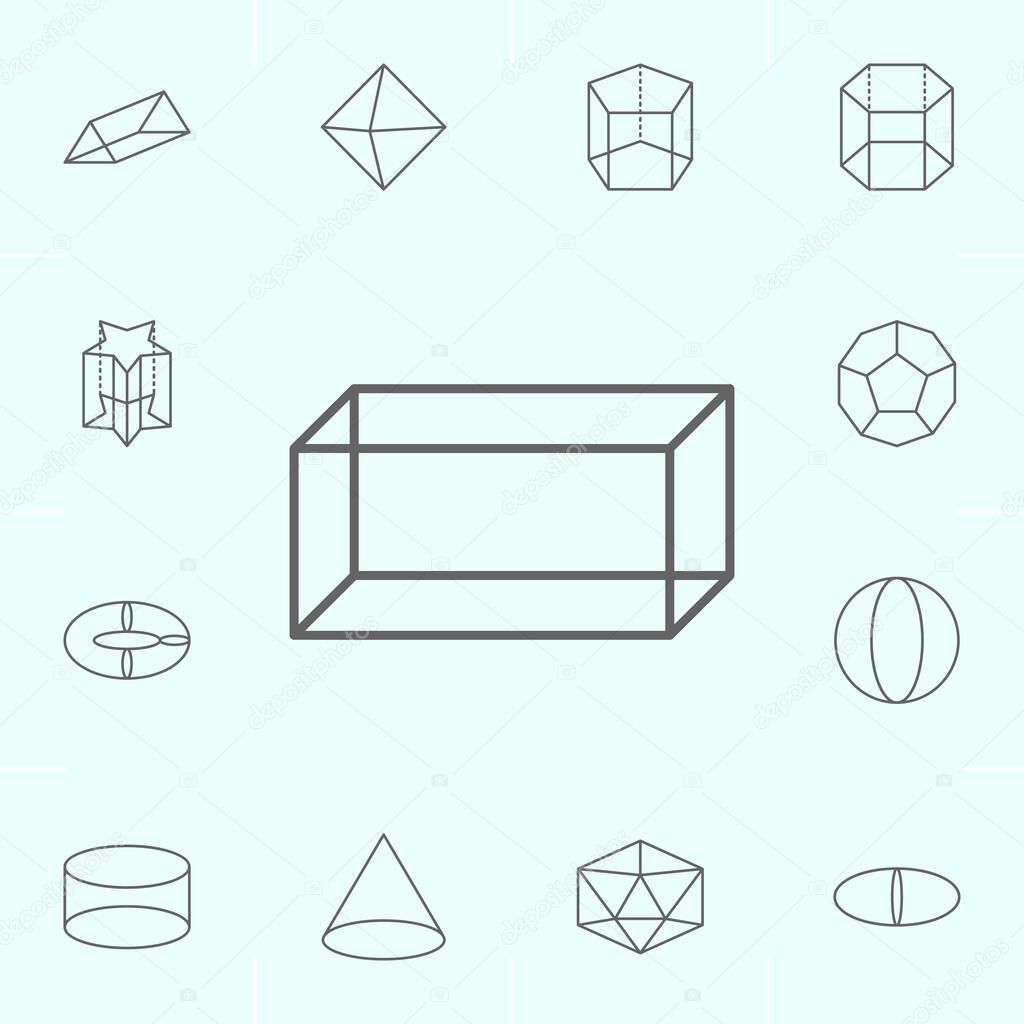 geometric figures, cuboid outline icon. Elements of geometric figures illustration icon. Signs and symbols can be used for web, logo, mobile app, UI, UX