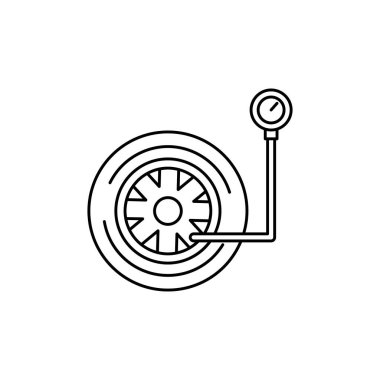 beyaz arkaplanda basınç, lastik ve ulaşım çizgisi simgesi