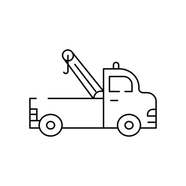 Dépanneuse, panne de voiture, icône de ligne de grue sur fond blanc — Image vectorielle