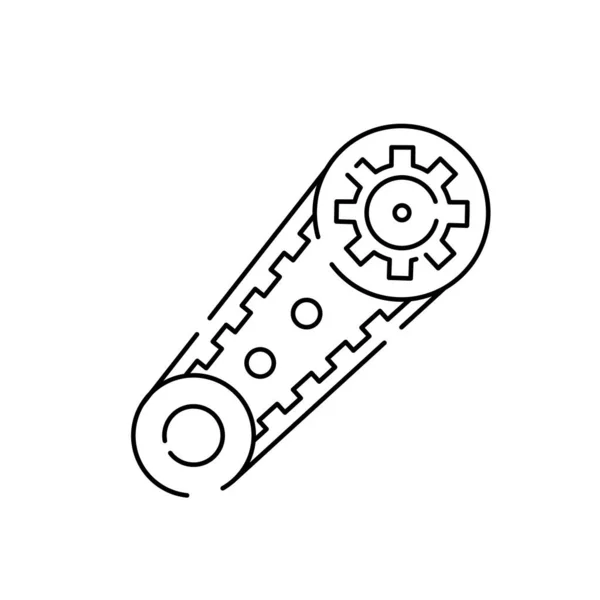 Reifen, Getriebe, Liniensymbol auf weißem Hintergrund — Stockvektor