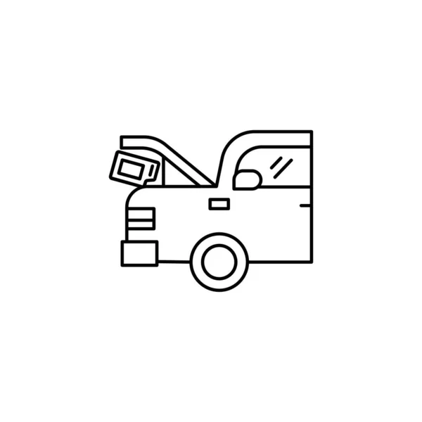Changement d'huile, voiture, icône de ligne d'huile sur fond blanc — Image vectorielle