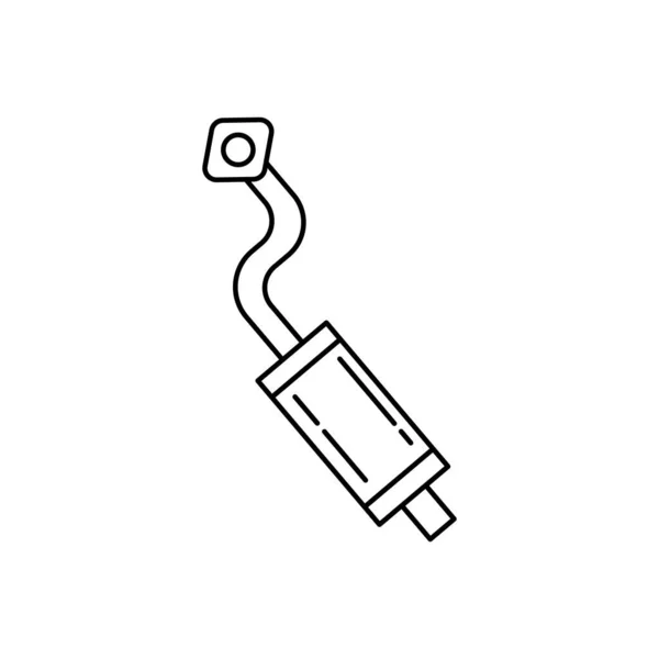 Uitlaatpijp, vervuiling, auto lijn pictogram op witte achtergrond — Stockvector