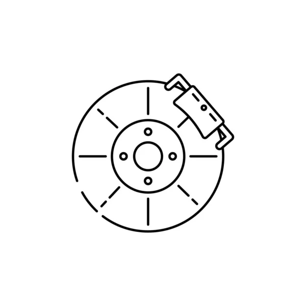 Brake disc, garage, repair line icon on white background — Stock Vector