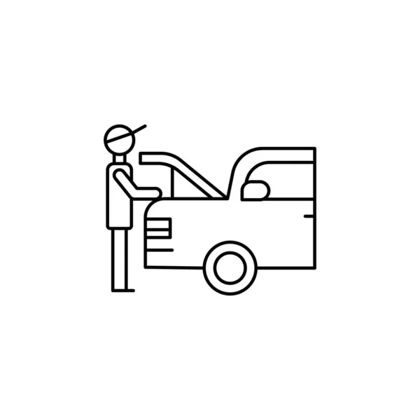 Механик, гараж, значок линии человека на белом фоне — стоковый вектор
