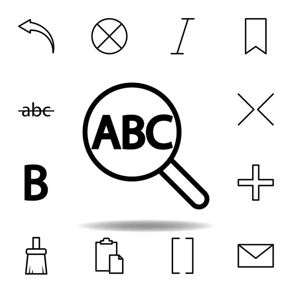 Trouver texte, abc, icône loupe. Peut être utilisé pour le web, logo, application mobile, UI, UX — Image vectorielle