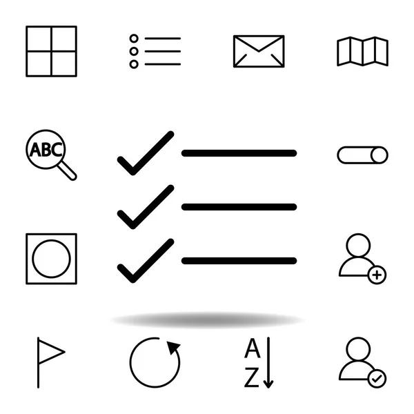Texto, marca de verificación icono. Puede ser utilizado para web, logotipo, aplicación móvil, interfaz de usuario, UX — Vector de stock
