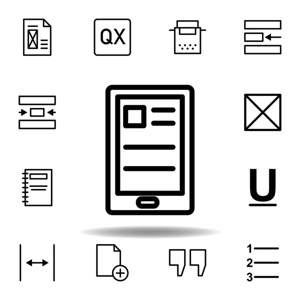 Tablet, text icon. Can be used for web, logo, mobile app, UI, UX — 图库矢量图片