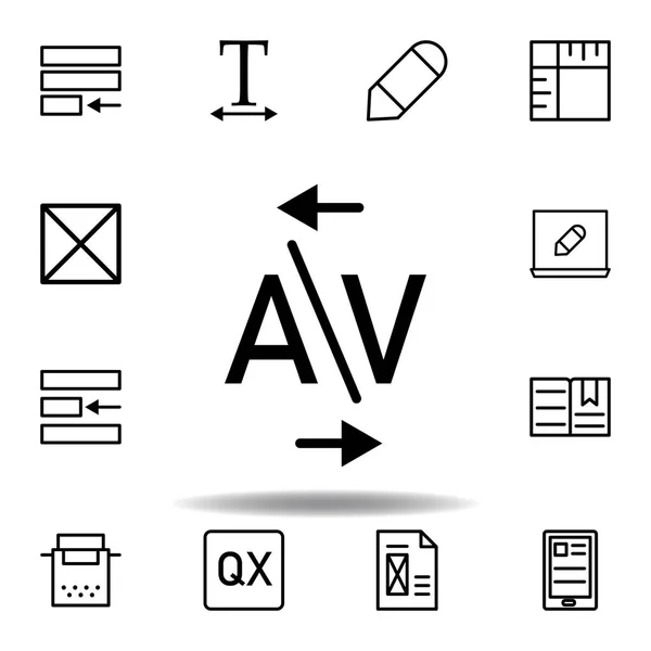Kerning, palabra A y V icono. Puede ser utilizado para web, logotipo, aplicación móvil, interfaz de usuario, UX — Vector de stock