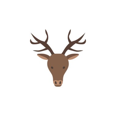 Ren geyiği renk simgesi. Kış Harikalar Diyarı 'nın elementleri. Çok renkli ikonlar. Beyaz arkaplanda kaliteli grafik tasarım simgesi