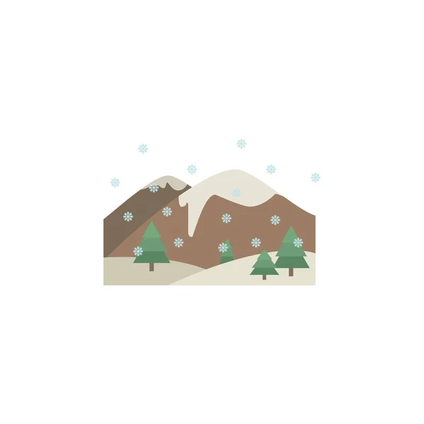 Landschaft Winter Baum Berge Farbe Symbol. Elemente des Winterwunderlandes mehrfarbige Symbole. Premium-Qualität Grafik-Design-Symbol auf weißem Hintergrund — Stockvektor