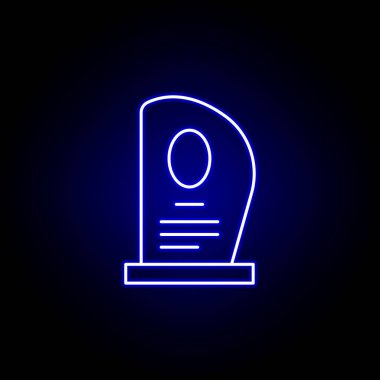 Mezar taşı, ölüm, mezar ana hatları mavi neon ikon. Ayrıntılı ölüm illüstrasyon simgeleri seti. Web, logo, mobil uygulama, Ui, Ux için kullanılabilir