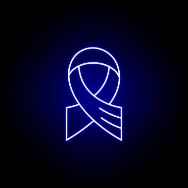 Kurdele, ölüm çizgisi mavi neon ikon. Ayrıntılı ölüm illüstrasyon simgeleri seti. Web, logo, mobil uygulama, Ui, Ux için kullanılabilir