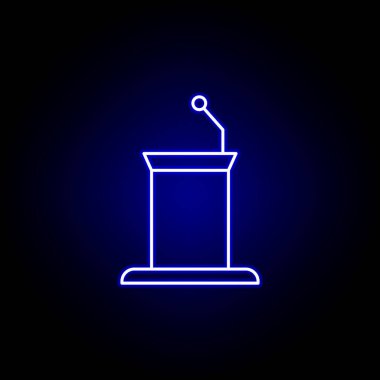 Konuşma, ölüm ana hatları mavi neon ikon. Ayrıntılı ölüm illüstrasyon simgeleri seti. Web, logo, mobil uygulama, Ui, Ux için kullanılabilir