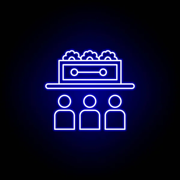 Funeral ceremony, death outline blue neon icon. detailed set of death illustrations icons. can be used for web, logo, mobile app, UI, UX — 스톡 벡터